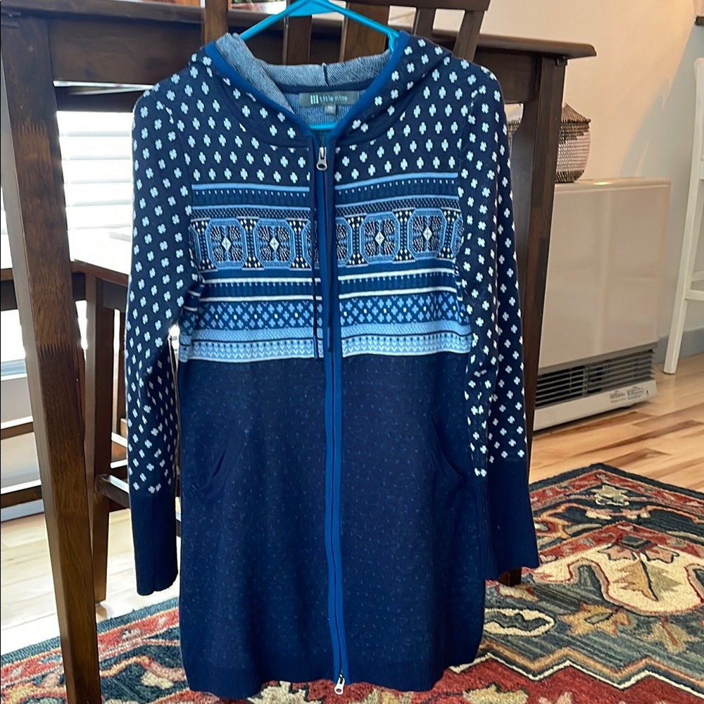 Title Nine Navy and Light Blue Knit Jacket